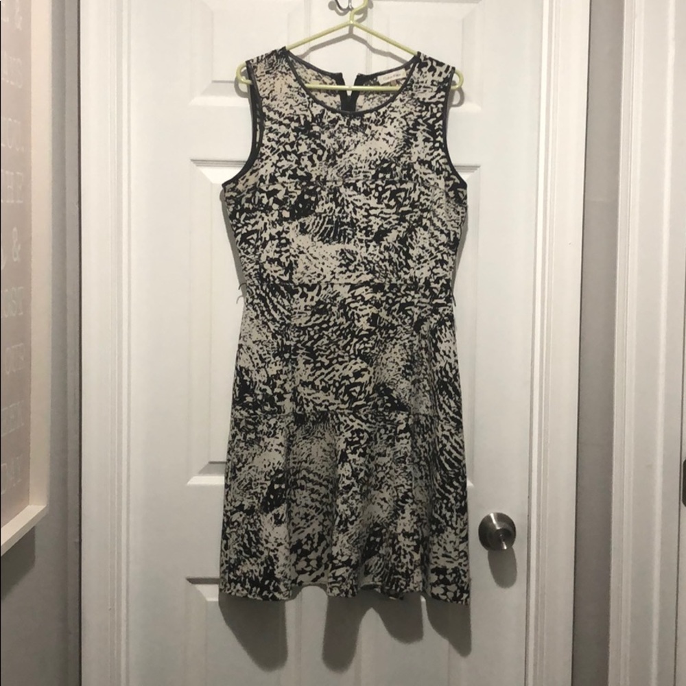 Black and white leather trimmed dress